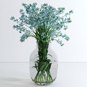 obj vase forget-me-not flowers