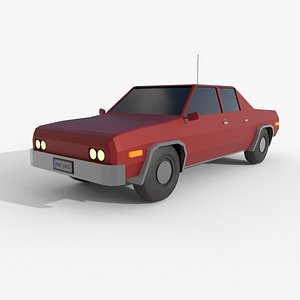 Low Poly Sedan Car Game Ready 3D Model