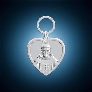 3D Saint Francis Heart Keychain 3D Printable Model