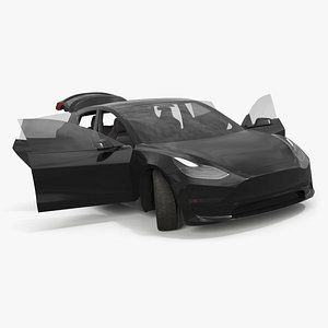 Five-Door Electric Hatchback Black Rigged for Maya