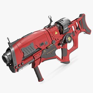 Futuristic Assault Rifle Red 3D model