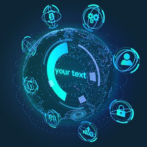 Animated Hologram Planet Earth Sci-Fi HUD Low-poly 3D model