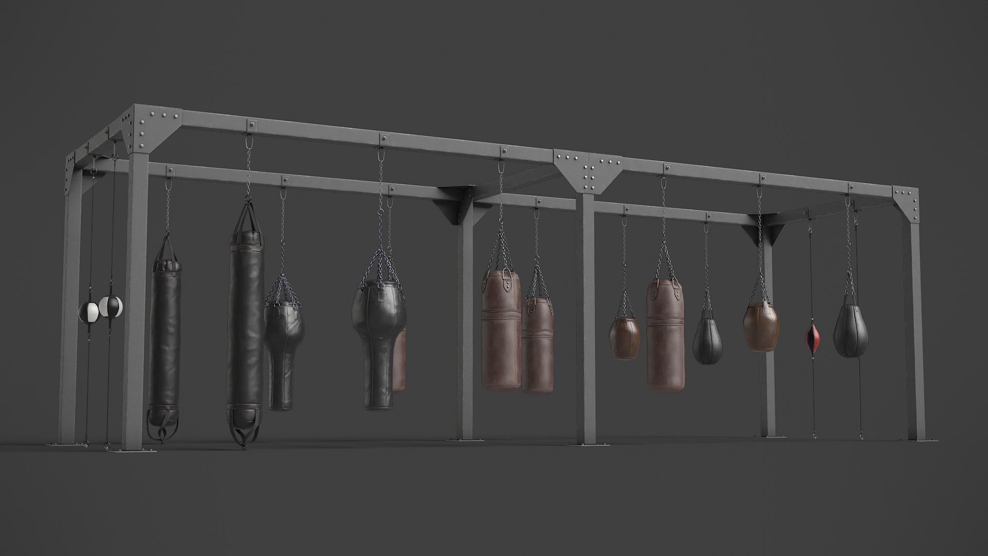 Metal Rack With Punching Bags 3D - TurboSquid 1930286