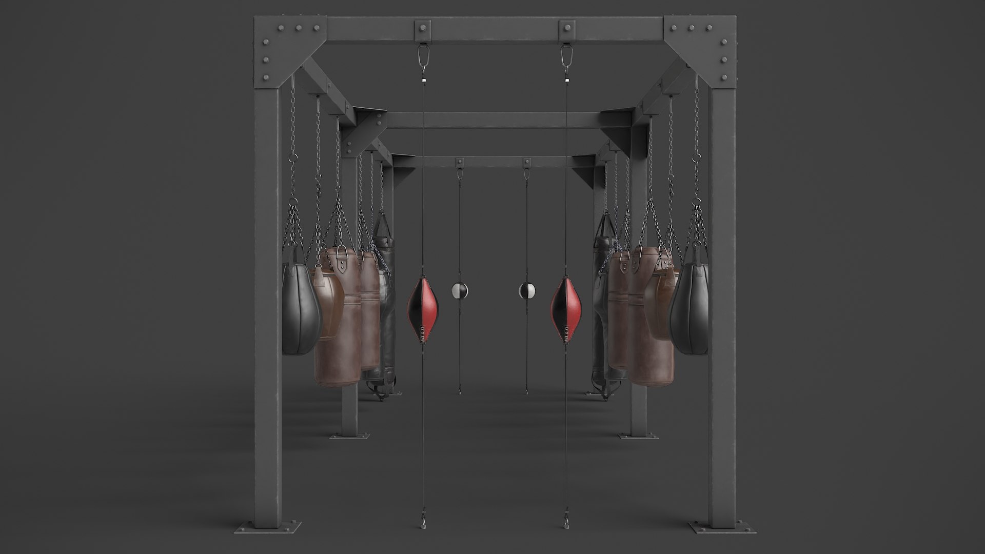 Metal Rack With Punching Bags 3D - TurboSquid 1930286