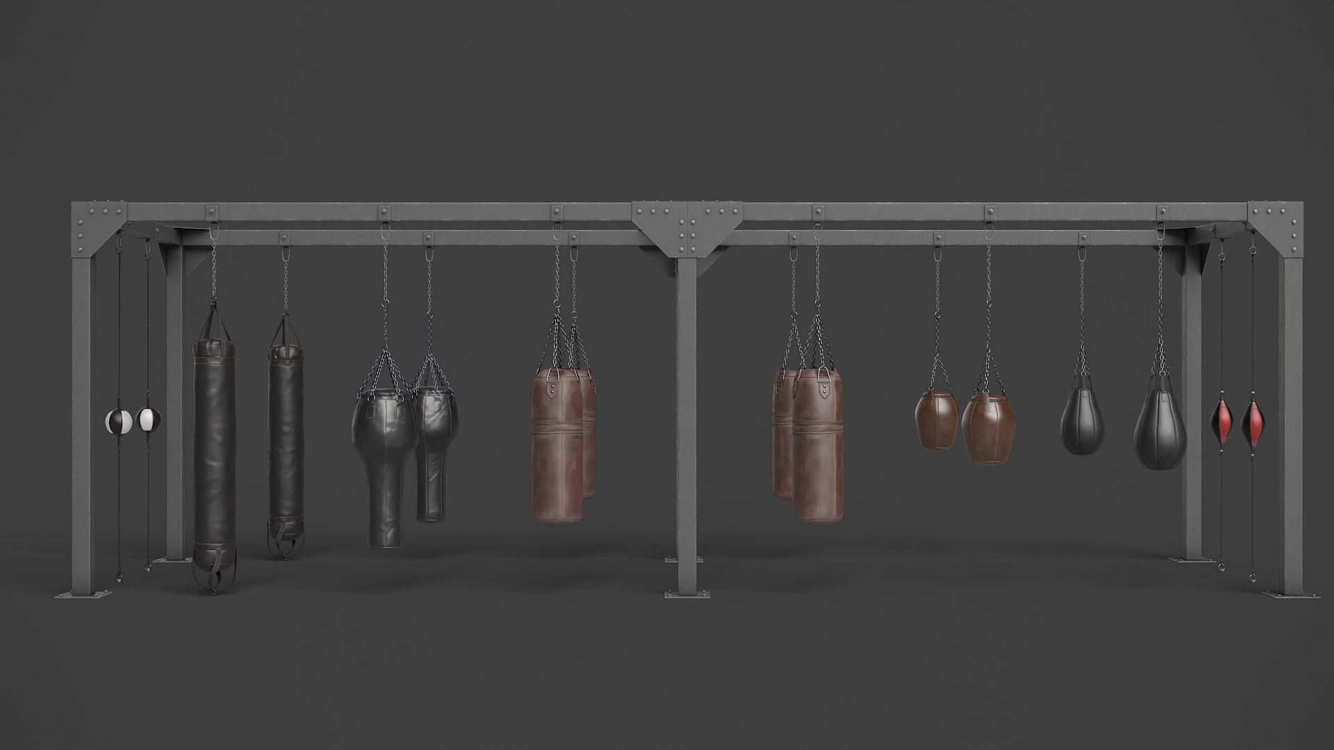 Metal Rack With Punching Bags 3D - TurboSquid 1930286