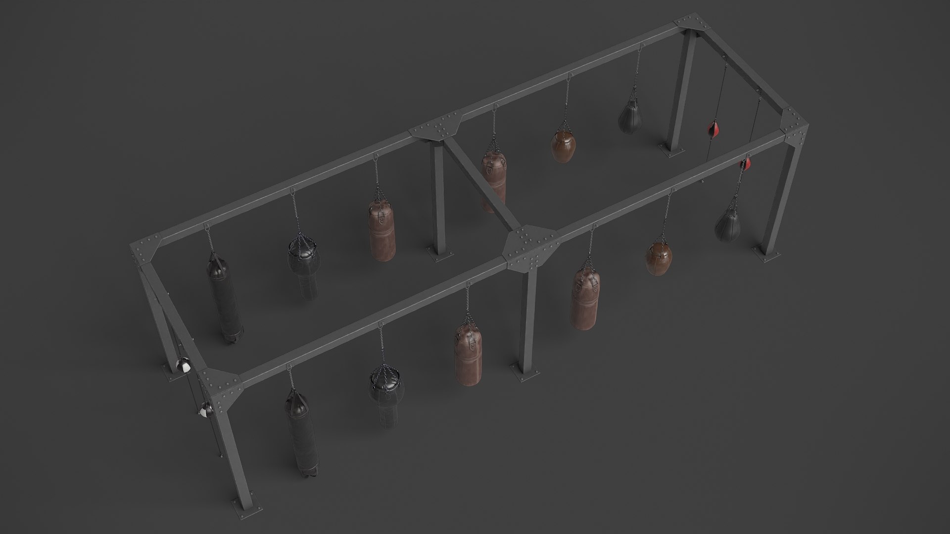 Metal Rack With Punching Bags 3D - TurboSquid 1930286