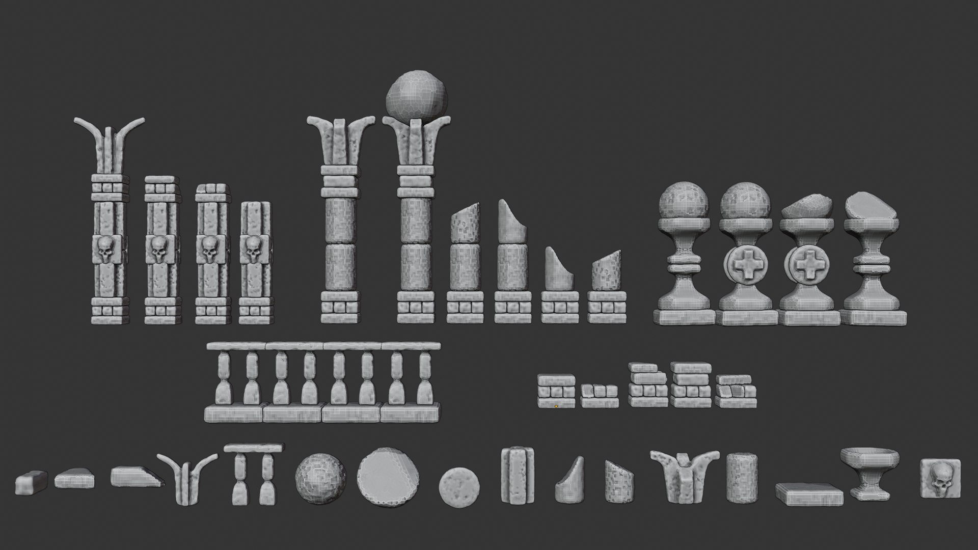 Medieval Stone Ruins Columns Modular Asset Pack Model - TurboSquid 2233735