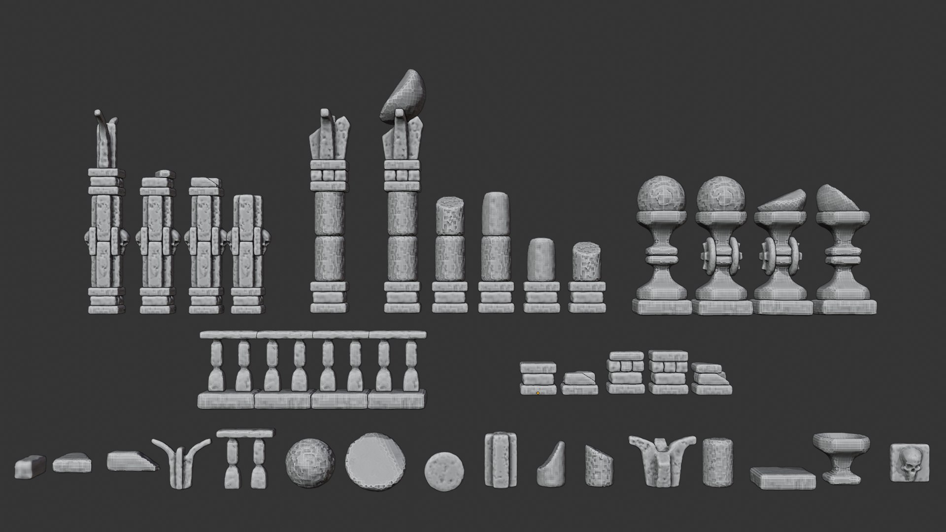 Medieval Stone Ruins Columns Modular Asset Pack Model - TurboSquid 2233735