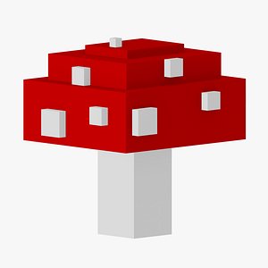 3D Fly agaric poisonous mushroom pixel art stylized game asset
