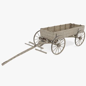 wooden wagon old 3D model