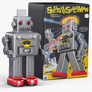 vintage robot smoking spaceman 3D