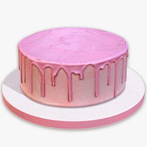 Plain Pink Drip Cake
