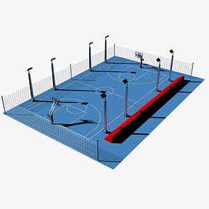 3d c4d outdoor basketball court