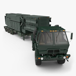 Military Radar Trailer with Heavy Truck Dark Green 3D