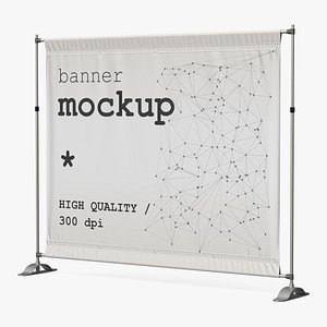 3D Mockup Exhibition Press Wall Banner Frame White
