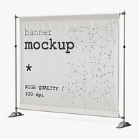 Mockup Exhibition Press Wall Banner Frame White