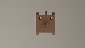 Voxel Low Polly Animal Brown Dog 3D