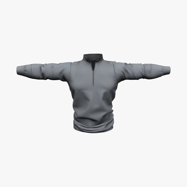 Gray Golfer Standing Collar Sports Sweater Top 3D model - TurboSquid ...