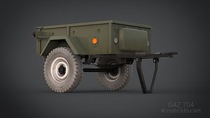 uniaxial trailer gaz 704 3d model