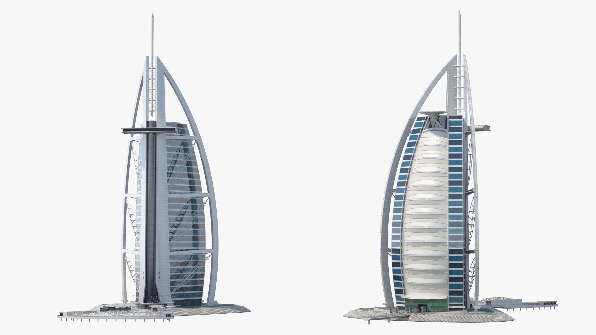 Burj Al Arab Luxury Hotel 3D model preview