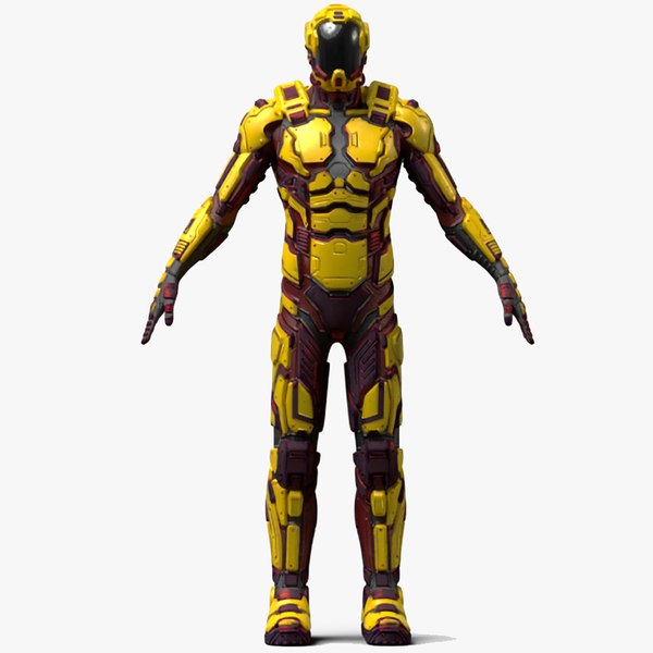modelo 3d Ciborg futurista blindado de color amarillo para Cinema 4D ...