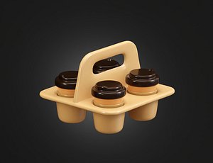 Coffee cup with Tray 3D