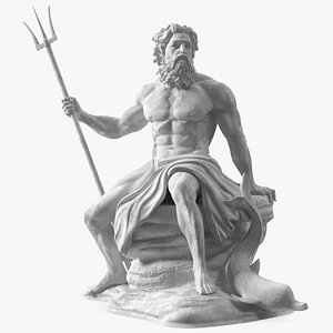 Antique Poseidon Marble Statue 3D model