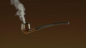 Tobacco Pipe 13 - Churchwarden - With Animated VDB Smoke