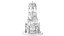 3D Wedding cake ruffled decor Gothic columns pastry model