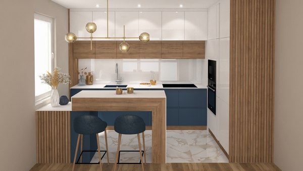 3D kitchen interior vrayforc4d scene