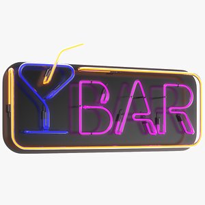 Detailed Neon Bar Sign 3D model