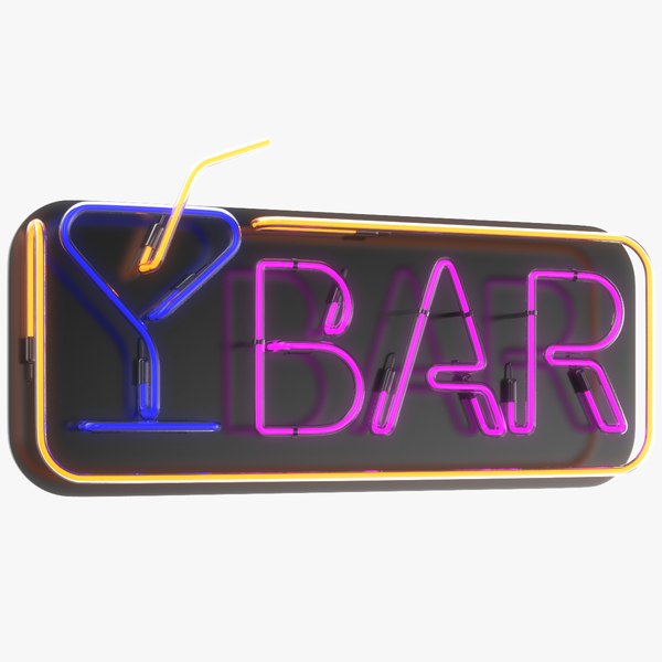 Detailed Neon Bar Sign 3D model