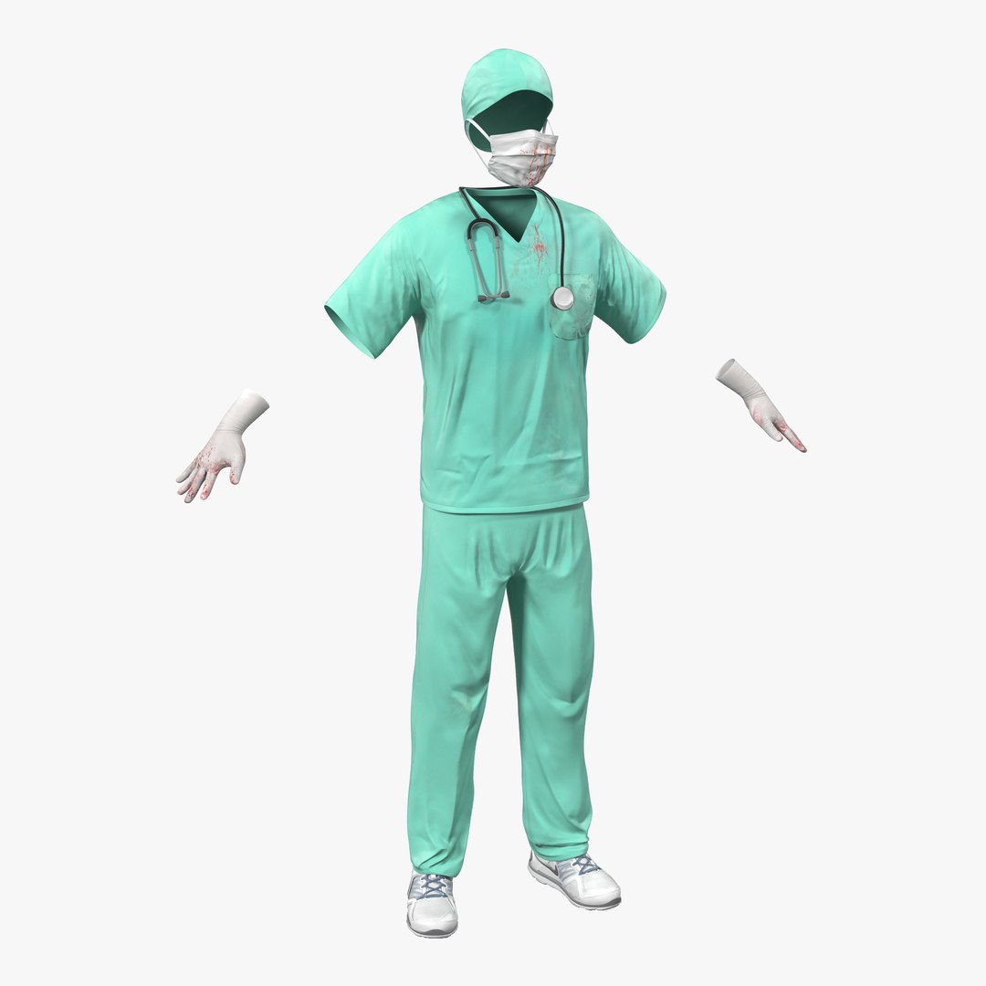 Surgeon Dress 17 with Blood 3D Model 3D model preview