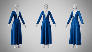 Dress 35 Sapphire Velvet With Design