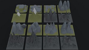 Low-poly Cartoon mountains Polygonal Style