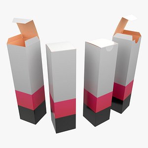 3D Two Type Lipstick Paper Box Closed Opened Unwrapped