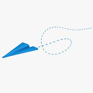 Paper Plane with Trail Icon 3D model