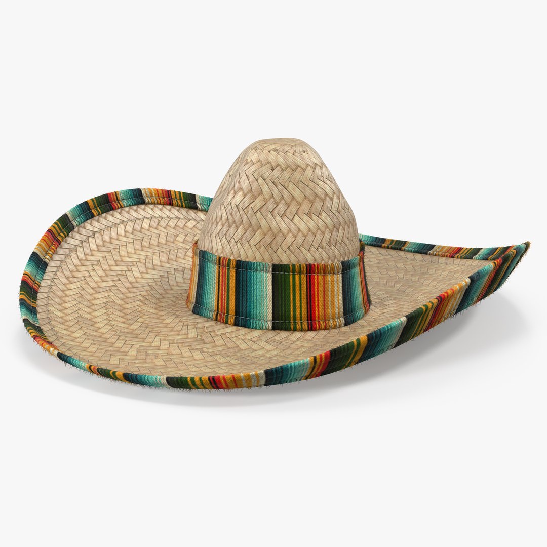 Straw Sombrero with Fur 3D model preview