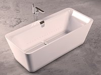 Freestanding  rectangle bathtub with floor-mounted tap 6