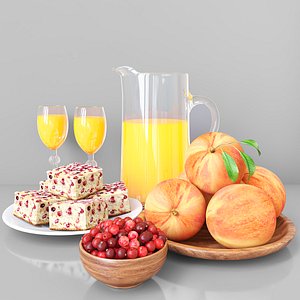 Peaches and cranberry cake 3D model