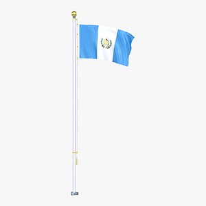 Guatemala Flag Stand Pole Animated Loop 3D model