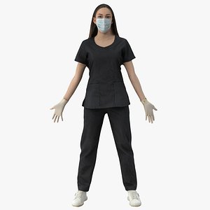 3D model Elizabeth Uniform Medical 01 A Pose Black
