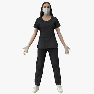 Elizabeth Uniform Medical 01 A Pose Black