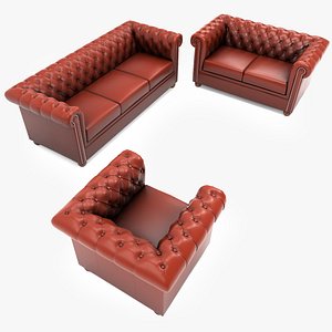 Chesterfield Leather Sofa Set
