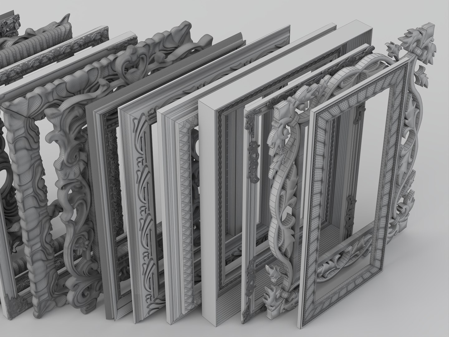 Ornate Gold Picture Frames Collection 3D Model 3D model https://p.turbosquid.com/ts-thumb/Xl/of1CwV/aD/wire_007/jpg/1781147714/1920x1080/fit_q87/f93e8f749a07b8e6104947d4138489abab0a9098/wire_007.jpg