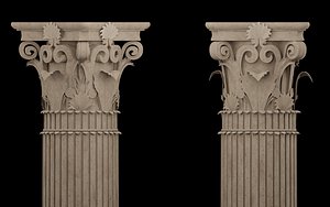 Corinthian column - classical architecture Low-poly 3D model