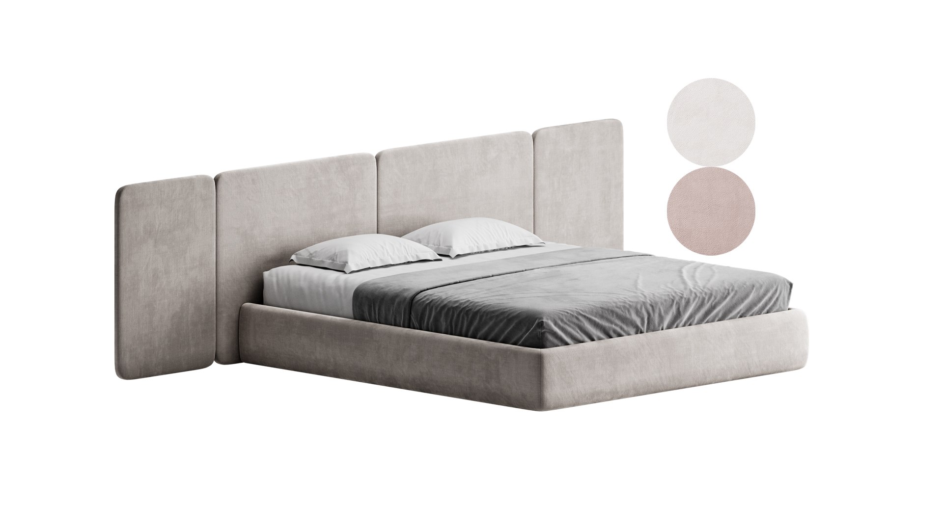 Natural Finish Fabric Pallet Bed Frame With Sponge Fill For Bedroom ...