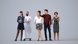 Basics0537 - A set containing 5 models of male and female adults standing in public settings