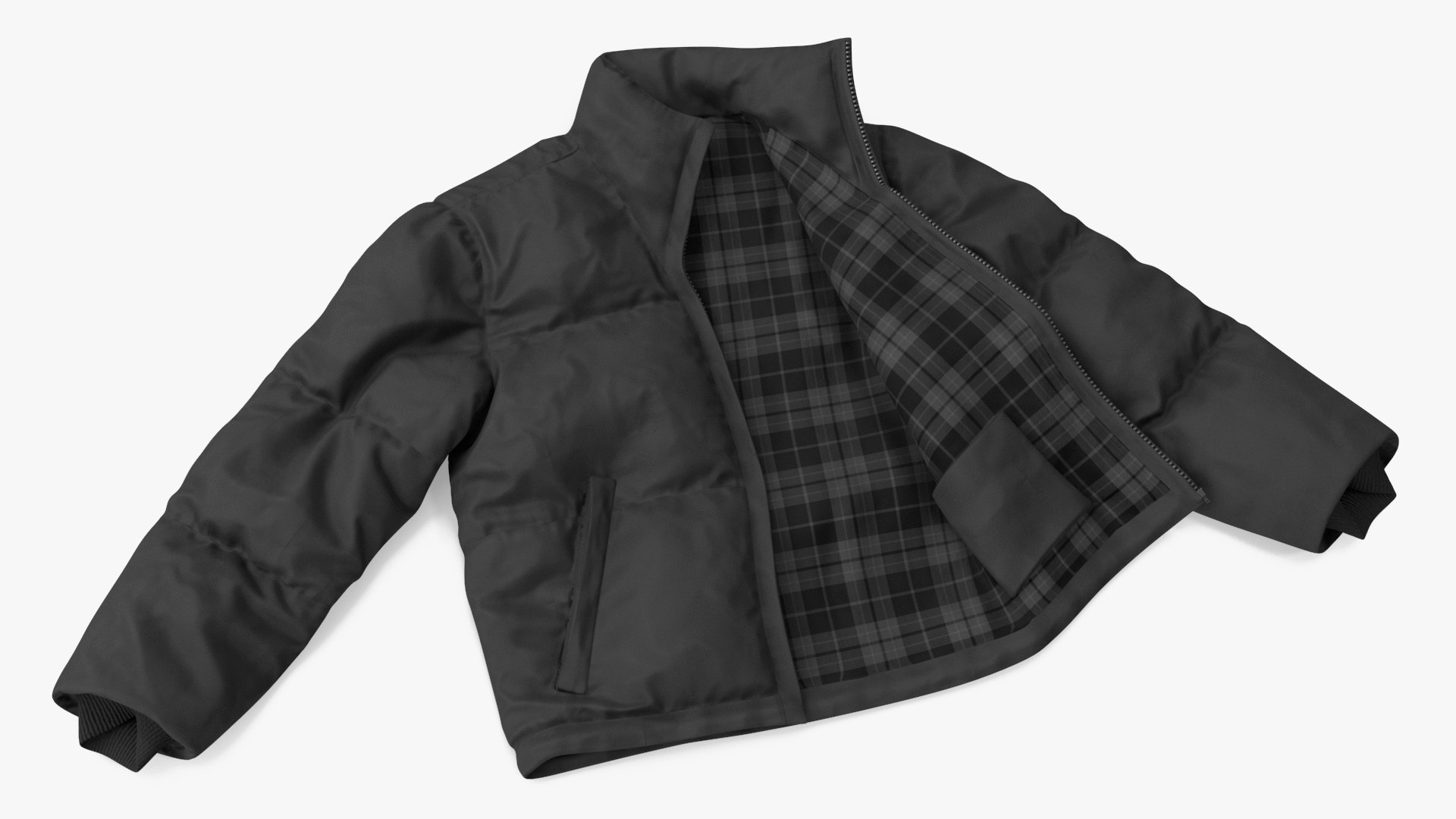 Black Mens Down Jacket Laying 3D model preview