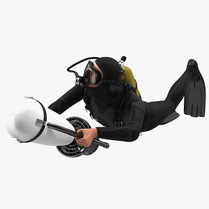 Diver with Underwater Scooter Torpedo2000 Rigged for Modo 3D model